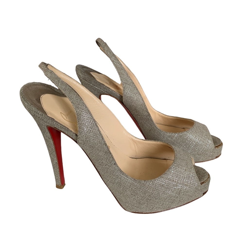 Christian Louboutin Silver Peep-Toe Heels